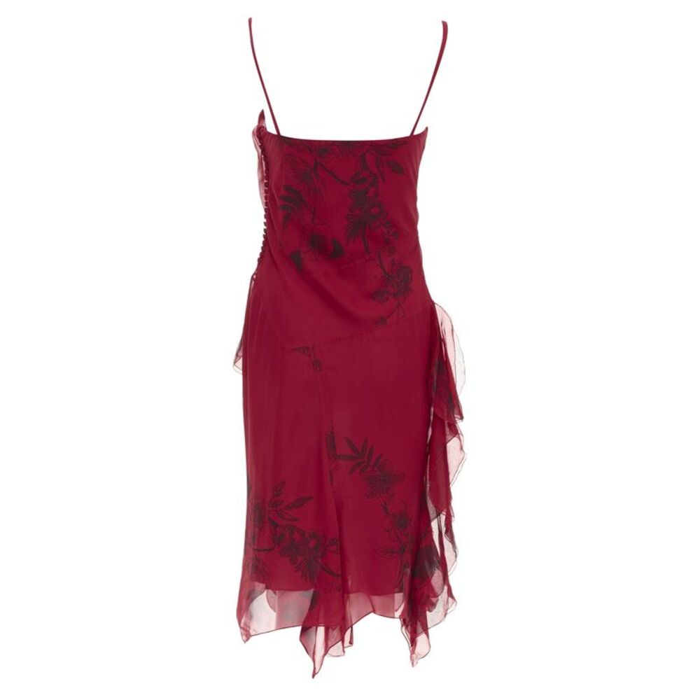 CHRISTIAN DIOR 2006 John Galliano Vintage Runway red silk floral dress FR40 M - Picture 5 of 8